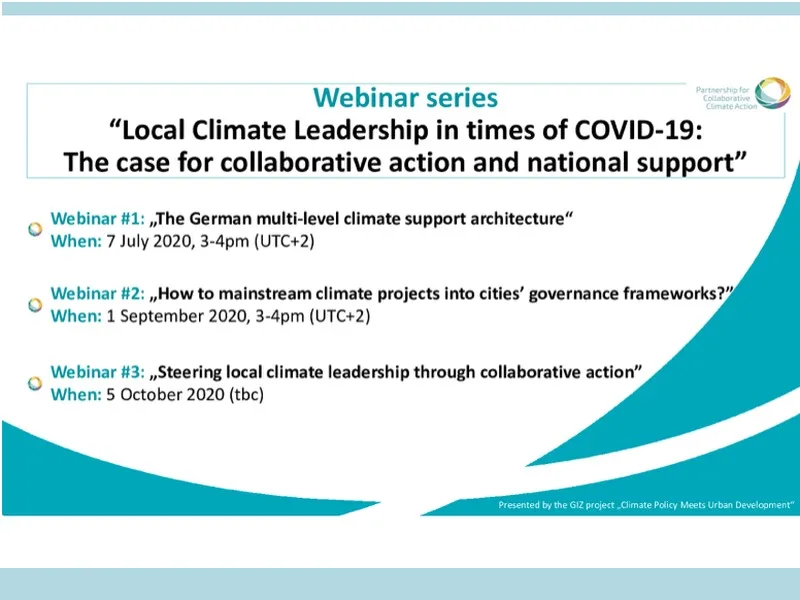 Series of virtual events on local climate leadership in times of COVID-19