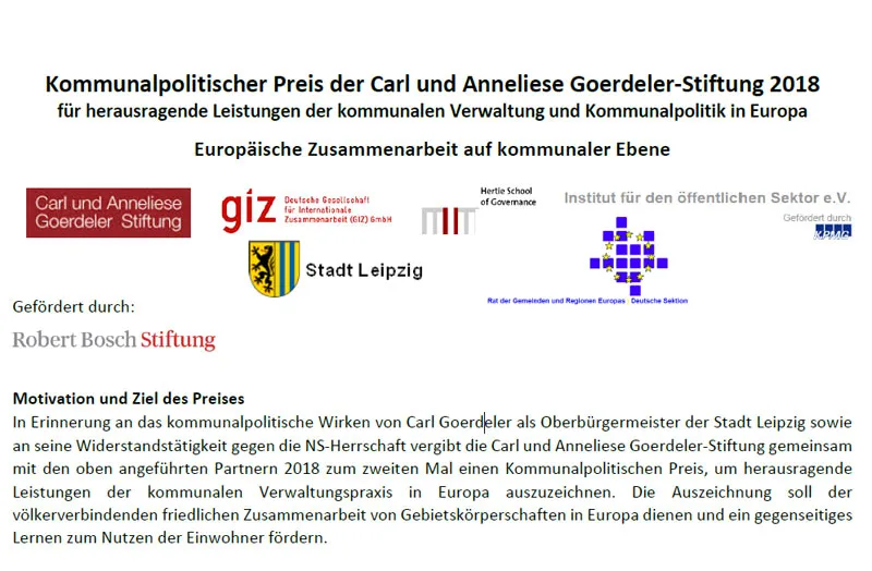 Application: Award of the  Carl and Anneliese Goerdeler Foundation 2021