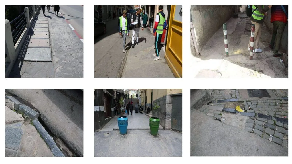 Sechs Straßenbilder zur Einschätzung der Fussgängerfreundlickeit in Constantine
